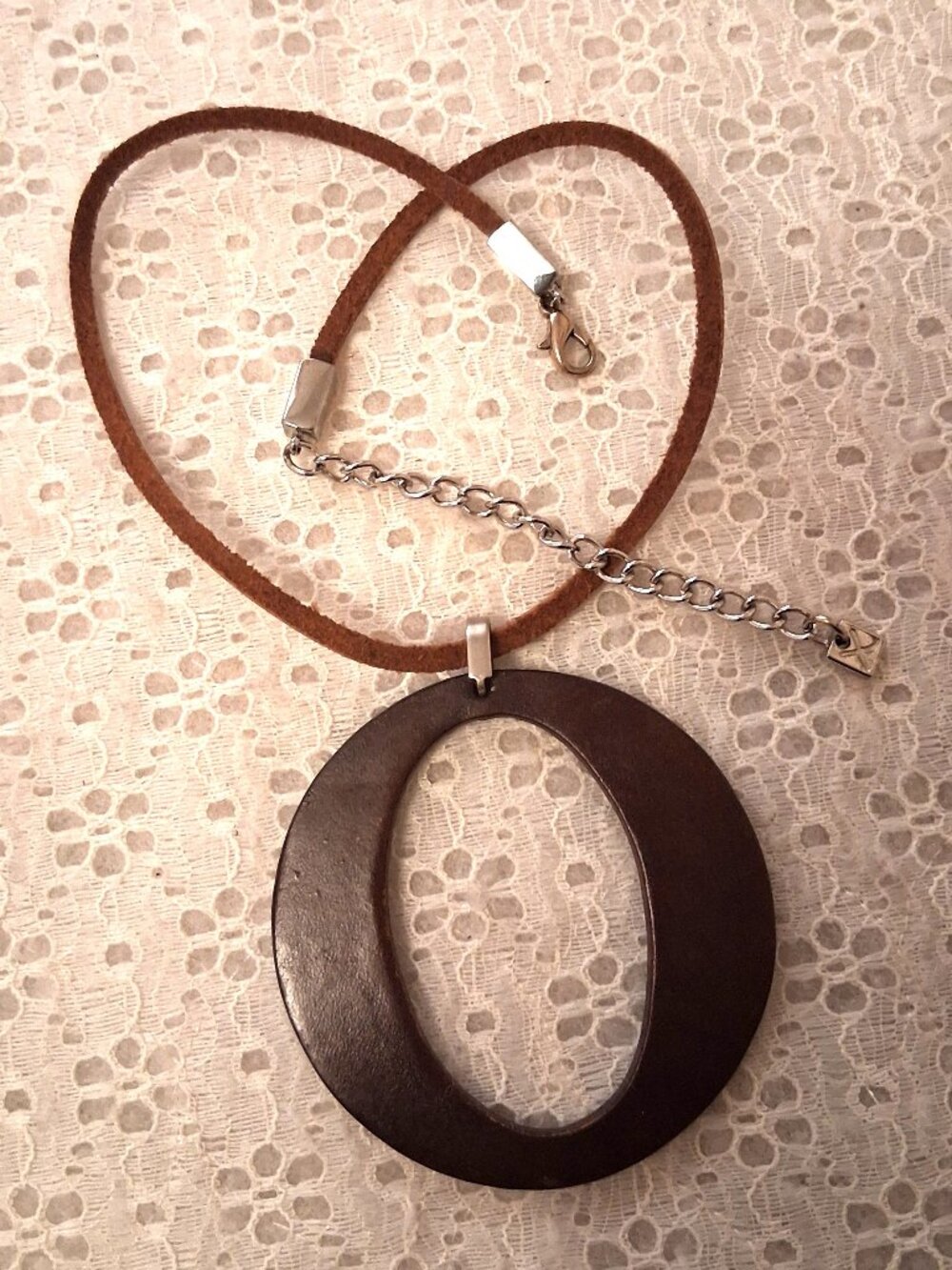 New Bauxo Handcrafted Dark Brown Round Leather Pendant Genuine Leather Necklace